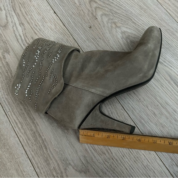 Genuine Leather Suede Grey Heeled Boots Size 6 - Picture 11 of 12